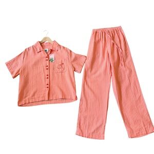 NWT Emma Mulholland on Holiday  Striped Resort Set Hibiscus Smiley Pajamas Sz S